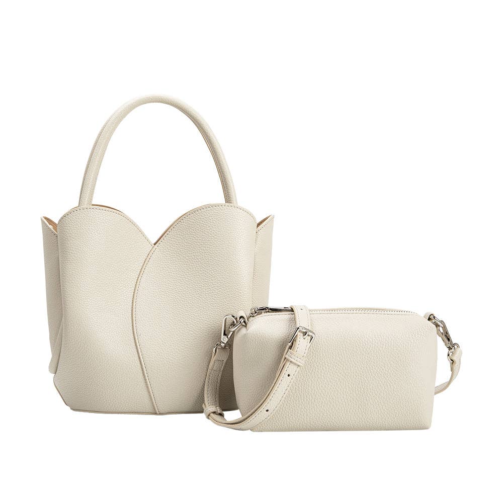 Tulip Handle Bag - Bone Recycled Vegan Leather