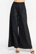 Pleat Detail Wide Leg Twill Pants