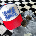 It's Pool Time Trucker Hat - Hot Pink or Red, White & Blue