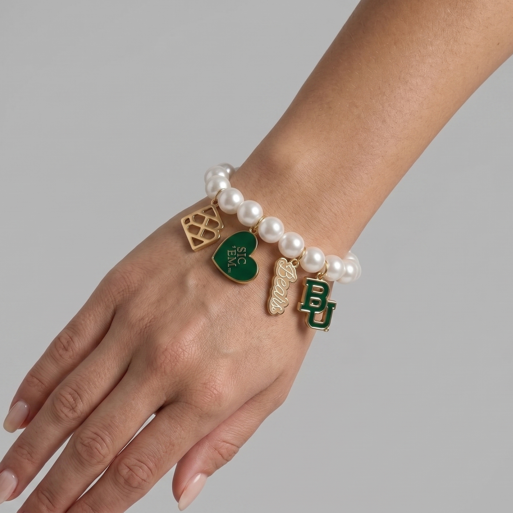 Baylor Pearl Charm Bracelet