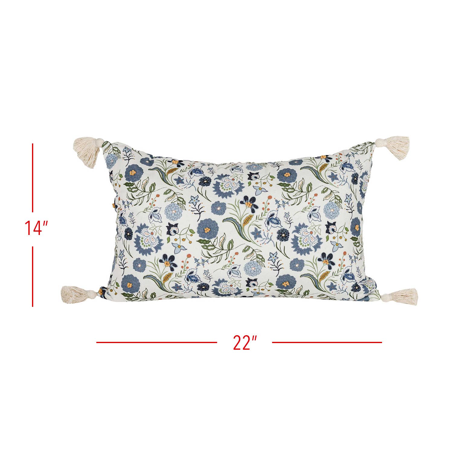 14x22 Marguerite Floral Suzani Pillow Blue