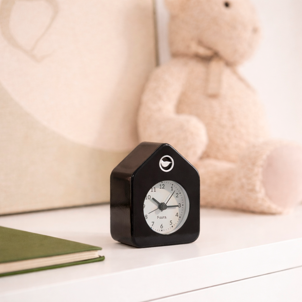 Mini White-and-Black House Alarm Clock