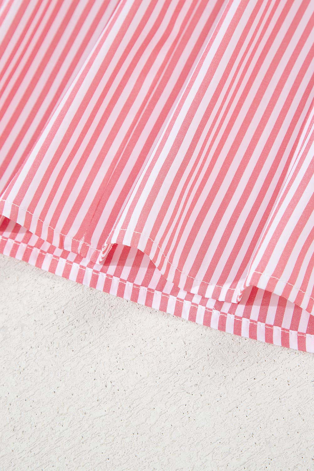 Noah | Stripe Notched Neck Frilled Short Puff Sleeve Blouse