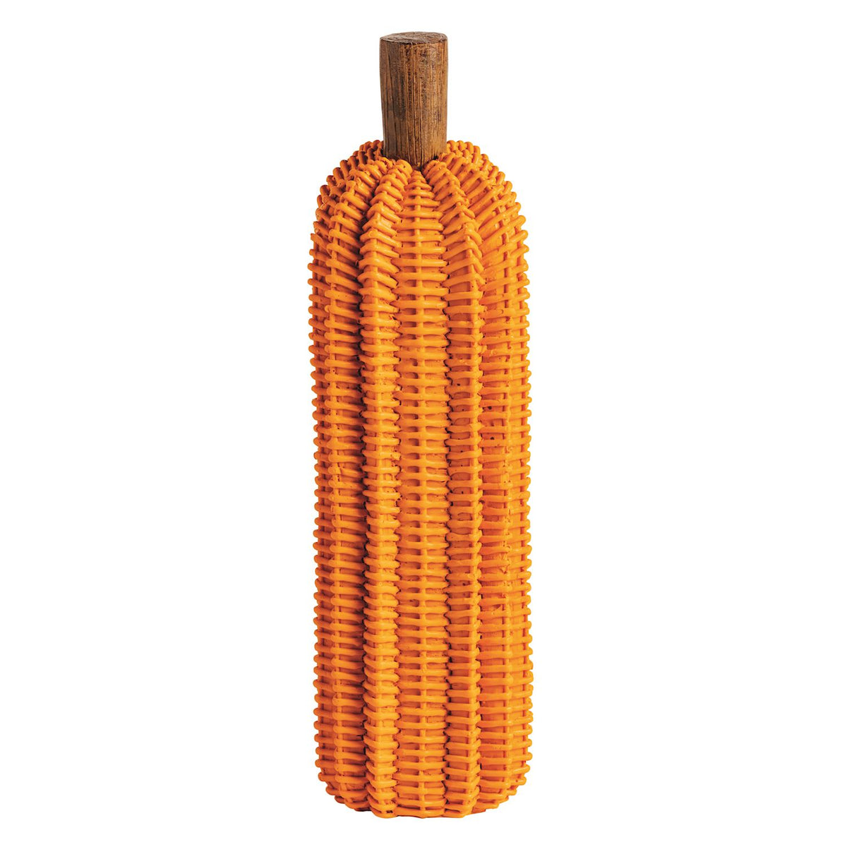 Large Orange Resin Wicker Pumpkin Sitter