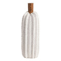 Medium White Resin Wicker Pumpkin Sitter
