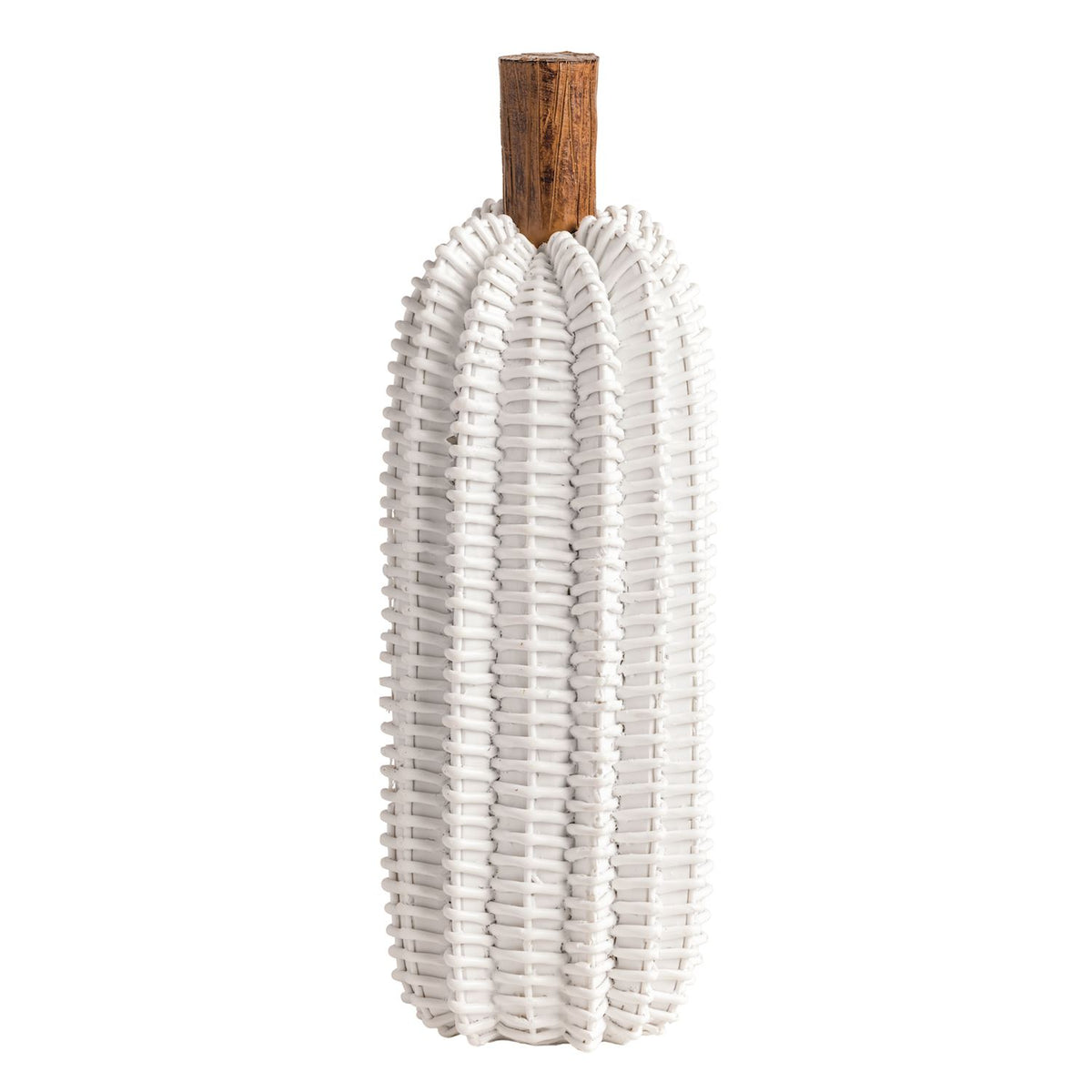 Medium White Resin Wicker Pumpkin Sitter