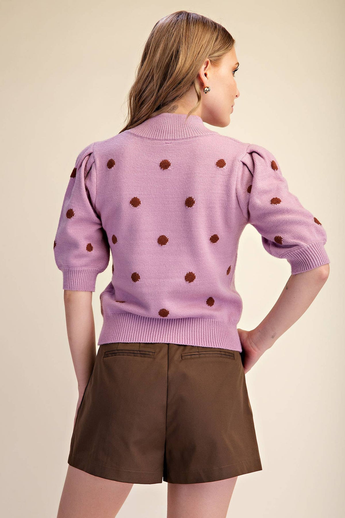 Polka Dot Mock Neck Sweater