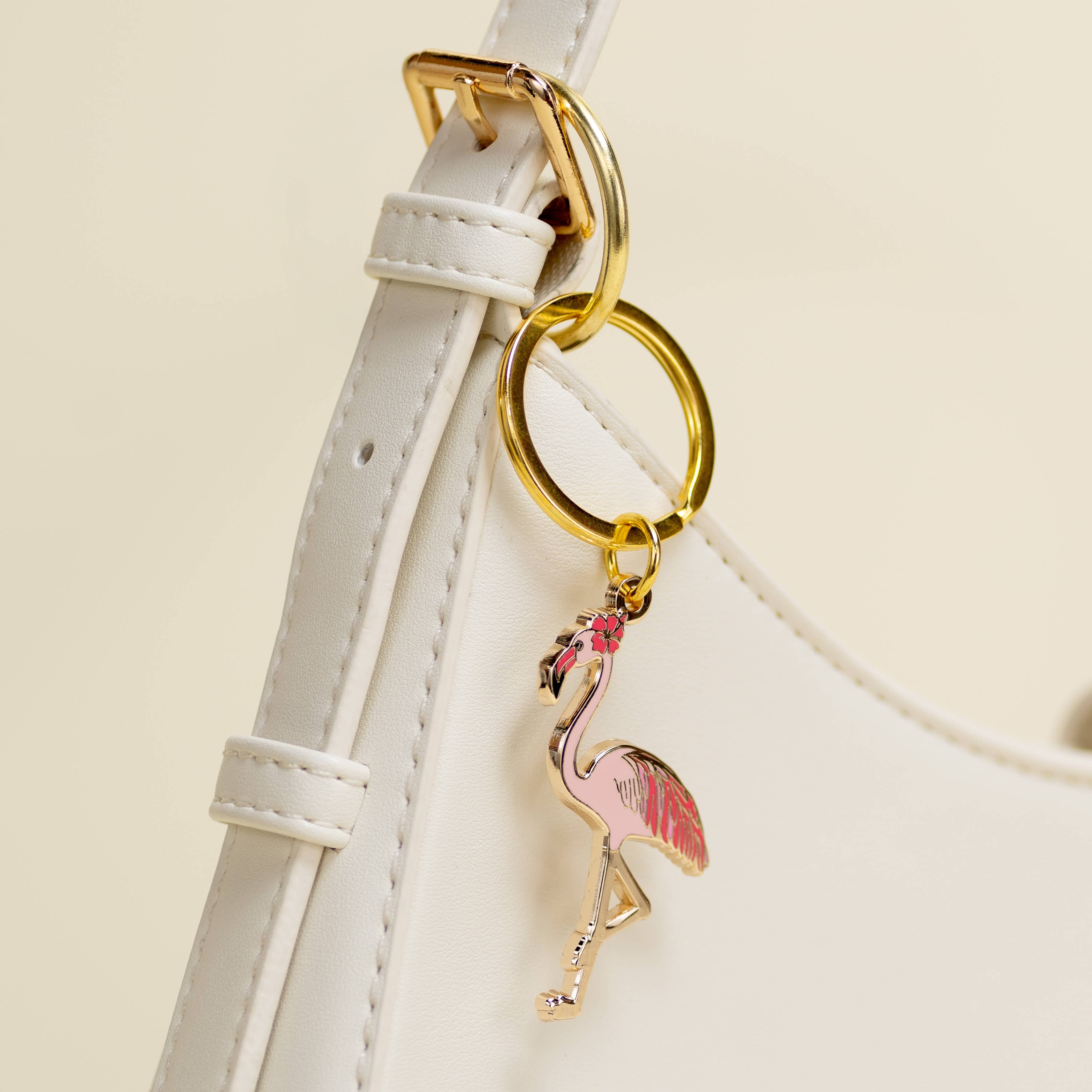 Pink Flamingo Keychain charm, Coastal & Beach Gifts