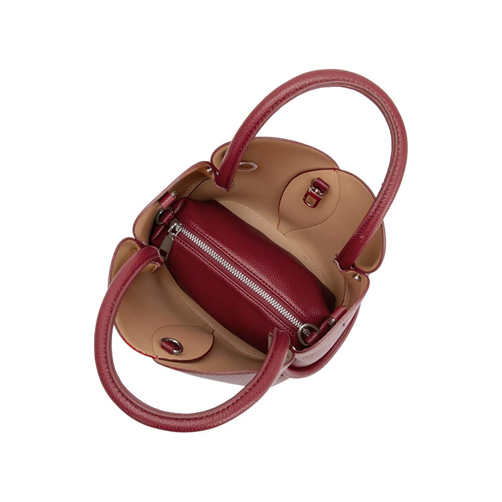 Tulip Burgundy Recycled Vegan Leather Top Handle