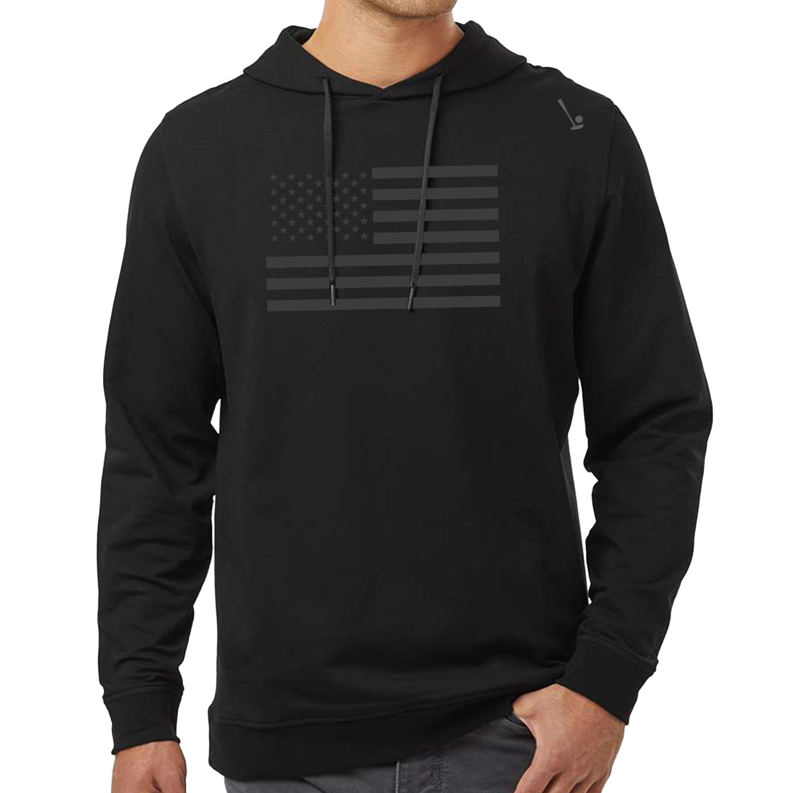 American Flag Performance Hoodie - Black