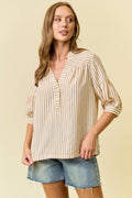 Striped Puff Sleeve Pullover Top