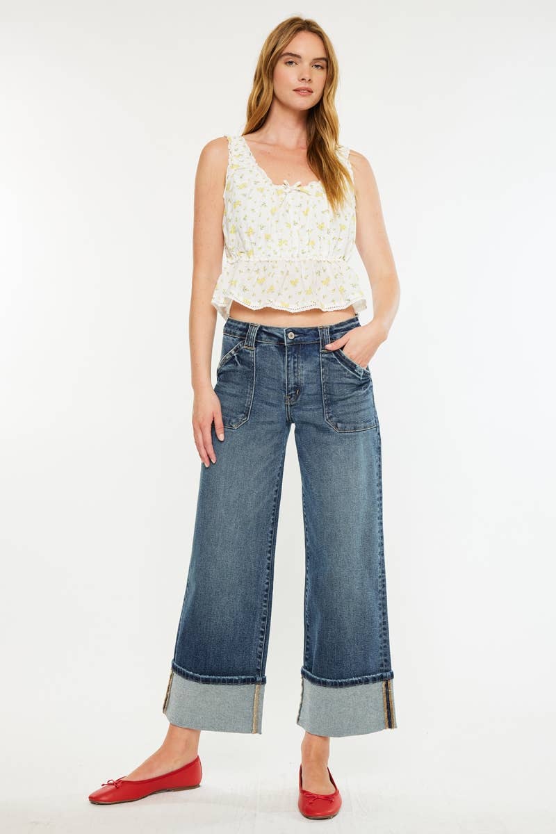 Mid Rise Wide Leg