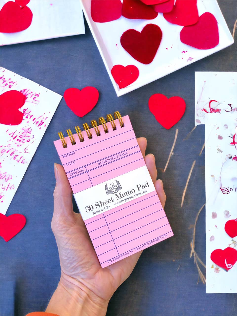 Pink Vintage Style Library Card Handmade Memo Pad