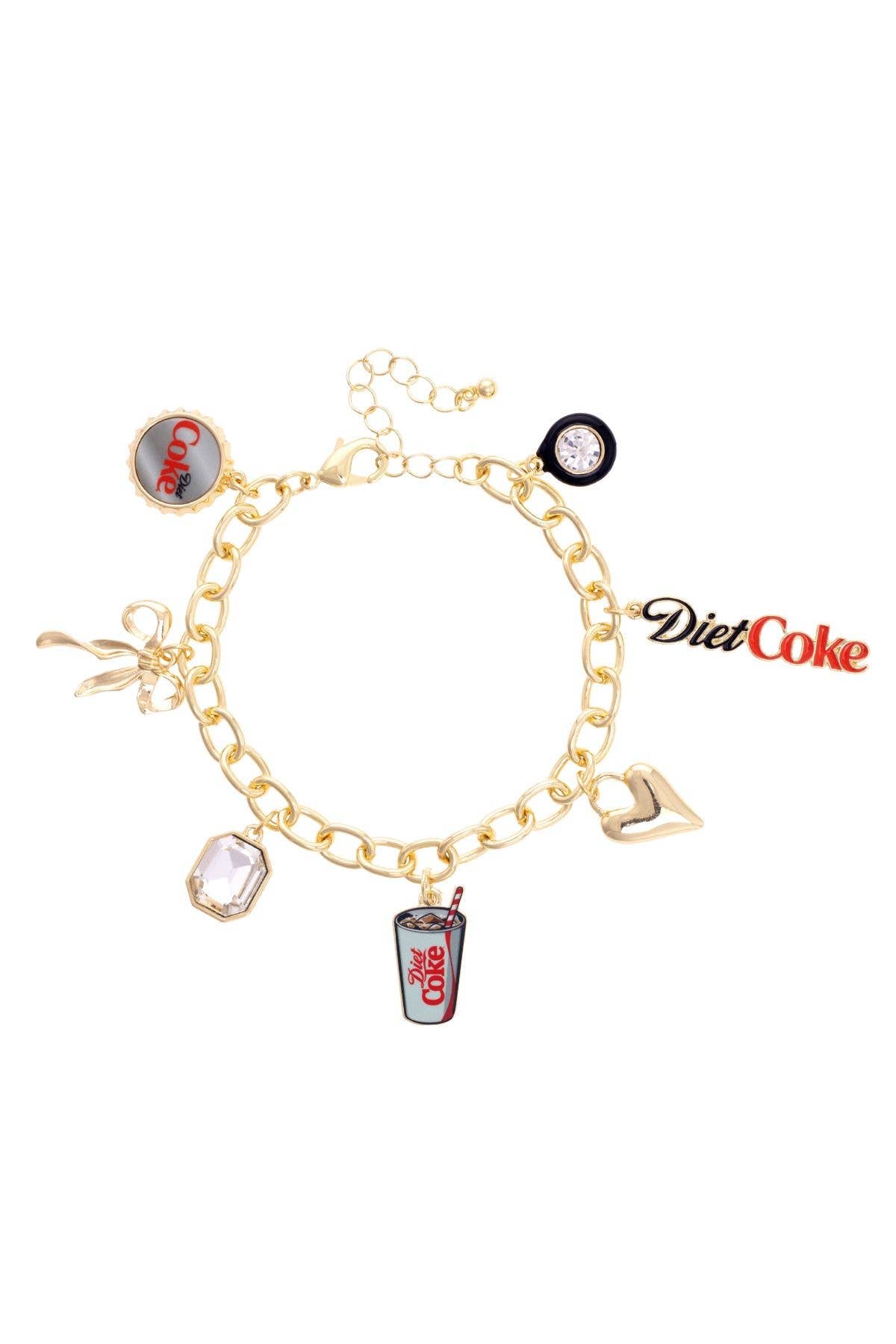 Diet Coke Icons Charm Bracelet in Shiny Gold