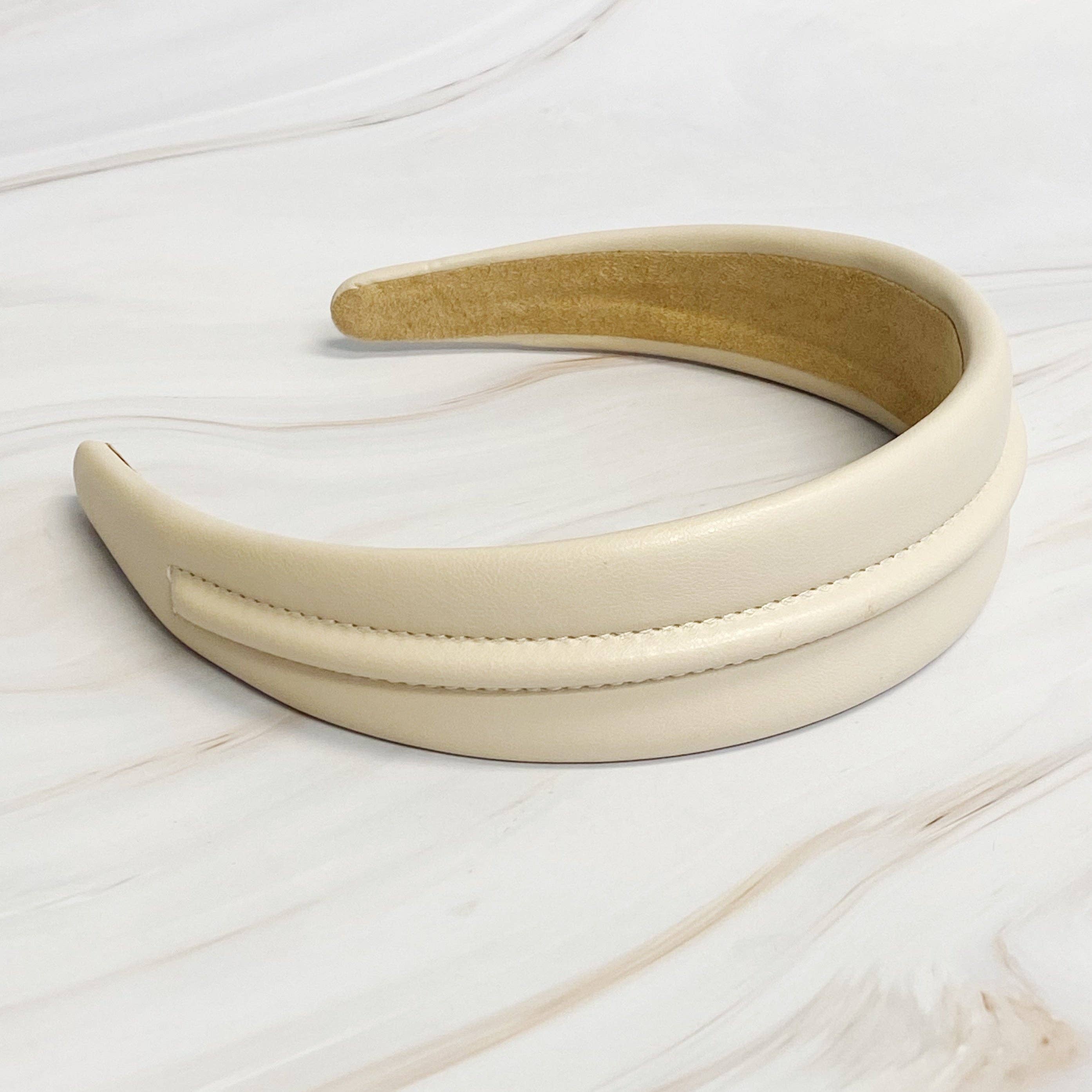 Classy Vegan Leather Headband - Black, White or Ivory