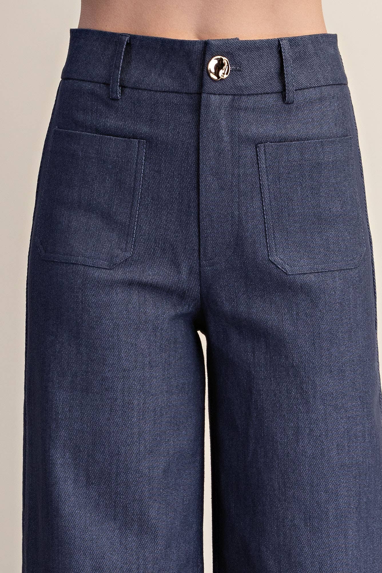 Stretchy Jeans High Rise Front Pocket Wide Leg
