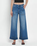VERVET High Rise Double Cuffed Baggy Wide Cropped Jeans