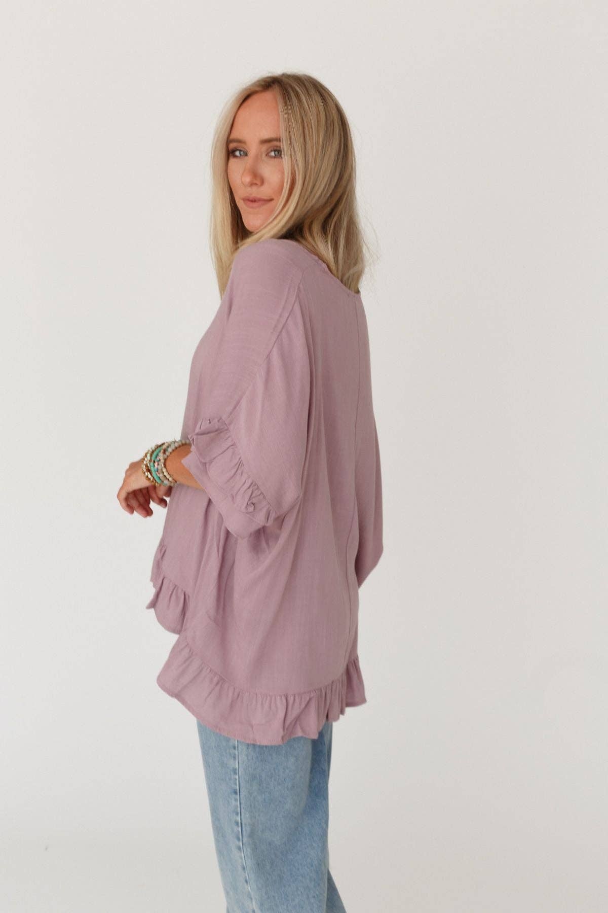 Let Me Be Ruffled Top - Pale Plum