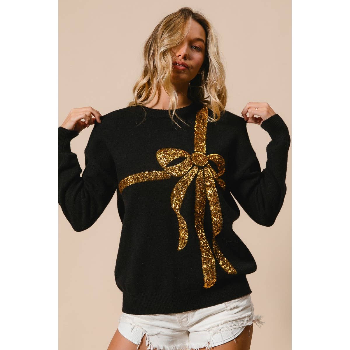 Bow Sequins Sweater