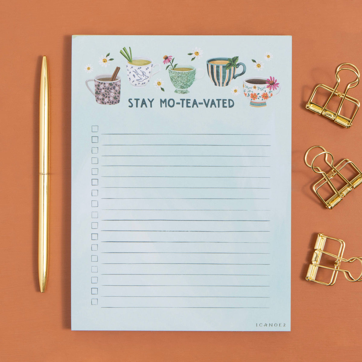 Stay Motivated Teacups 6x8 Lined Notepad