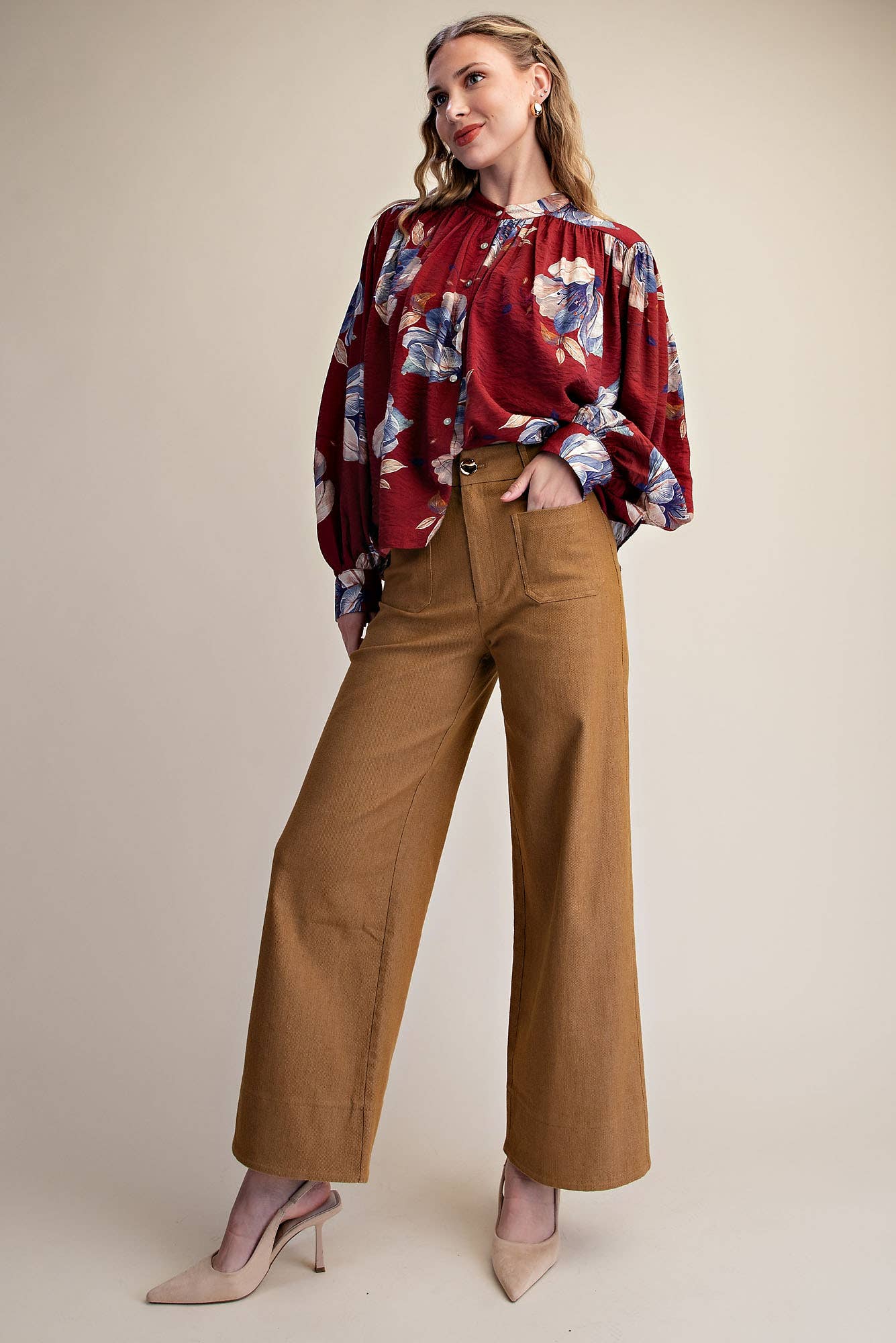 Stretchy Jeans High Rise Front Pocket Wide Leg