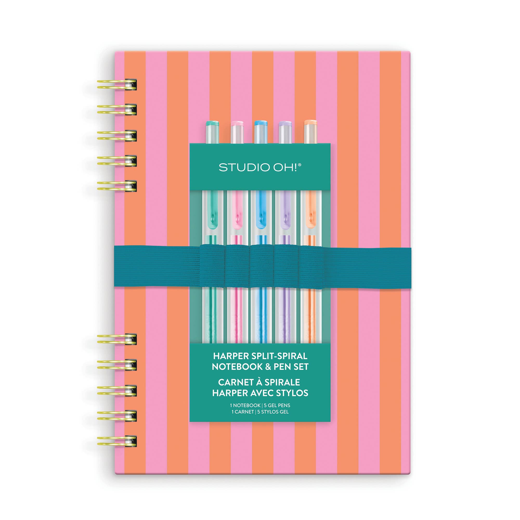 Cabana Stripes Harper Split-Spiral Notebook & Pen Set
