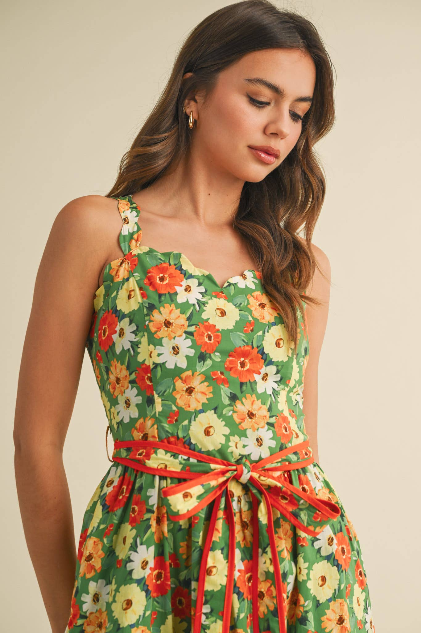 Floral Scalloped Mini Dress