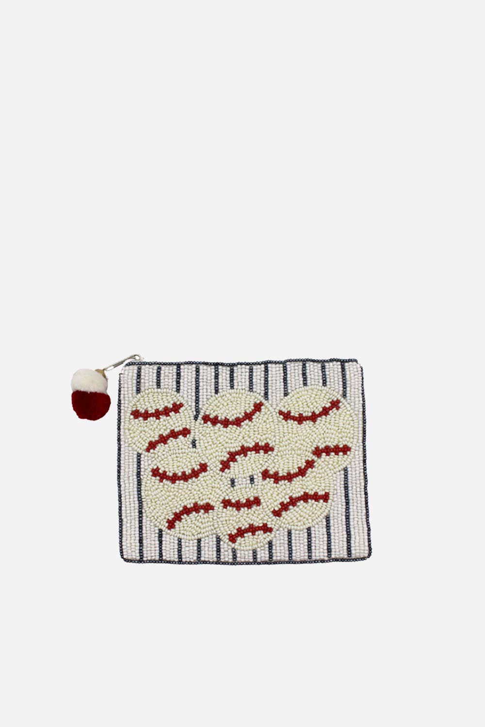 Baseballs Beaded Coin Pouch