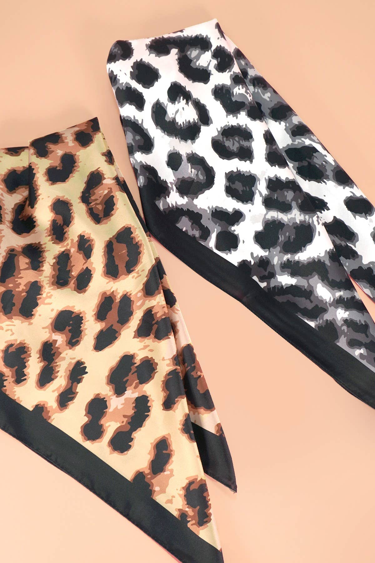 Animal Leopard Print Silky Feel Bandana Scarf