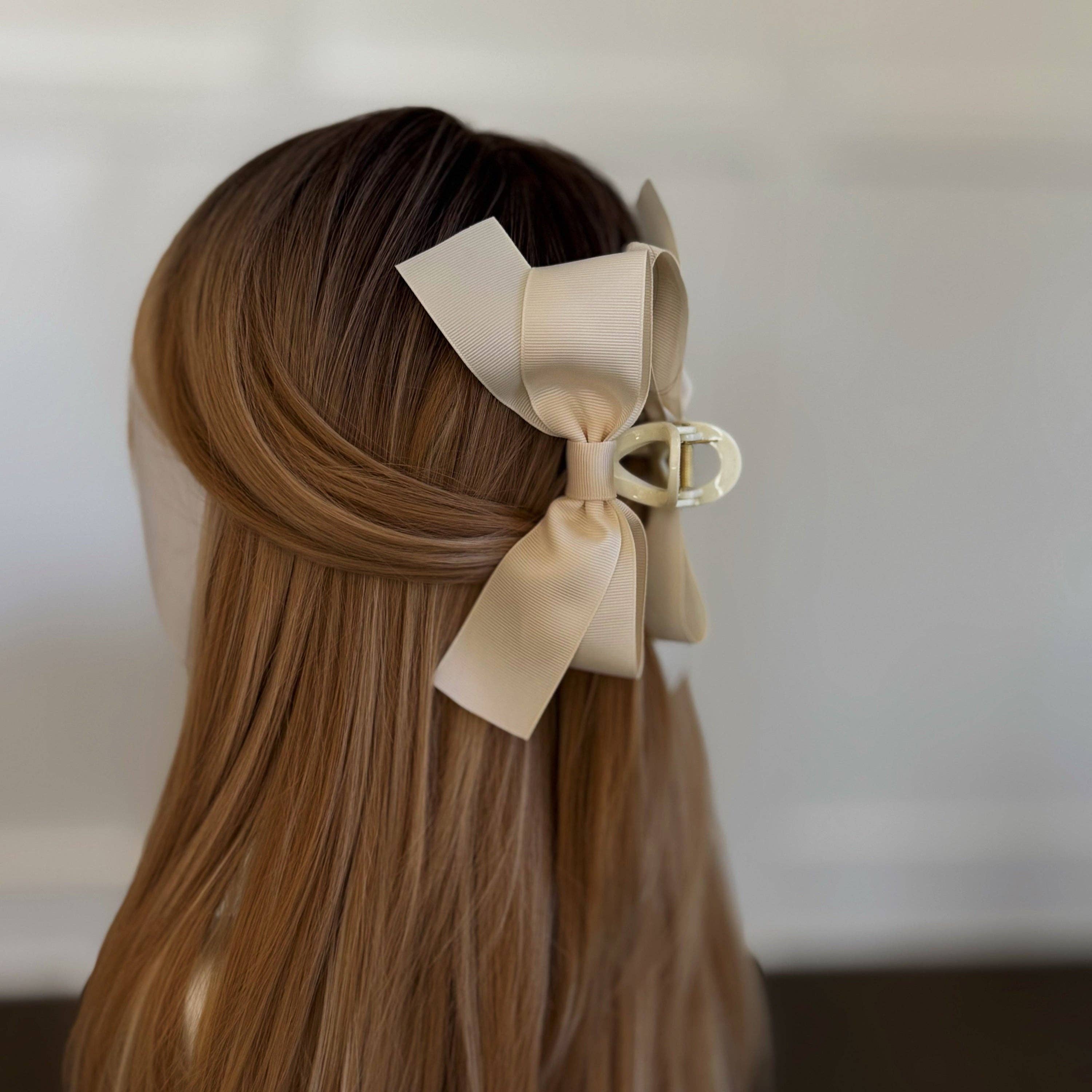 Gross Grain Bow Hair Claw - Black, Pink, Cream, or Blue