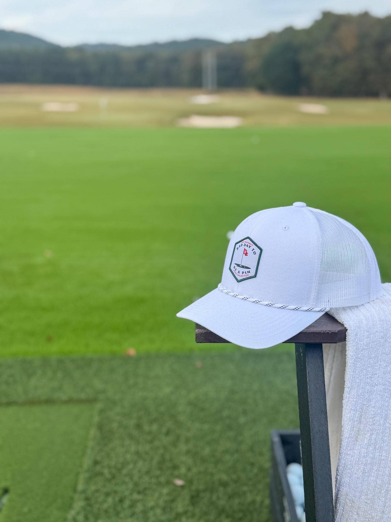 All White "Bad Day to Be A Pin" Rope Trucker Hat