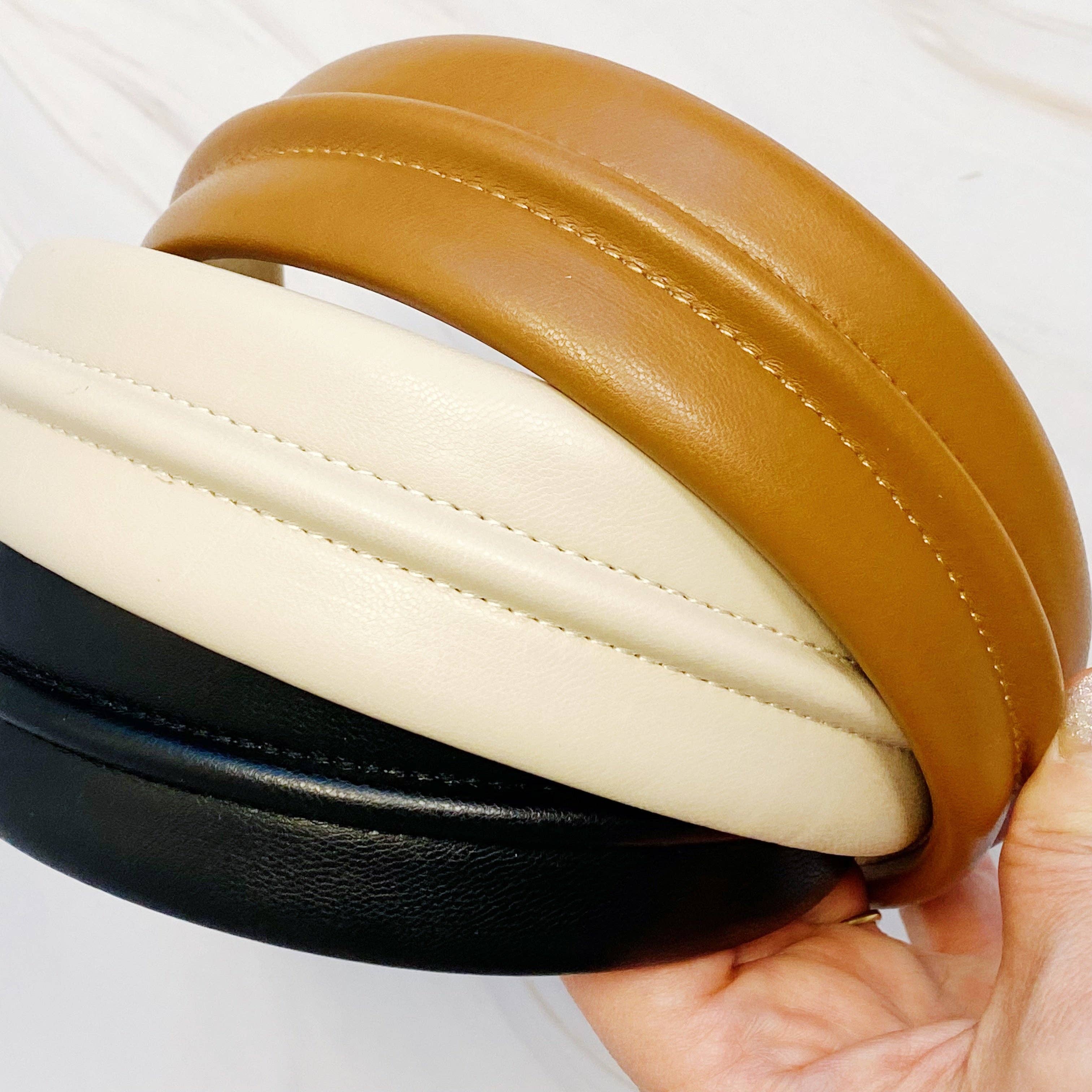 Classy Vegan Leather Headband - Black, White or Ivory