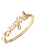 Cowgirl Cursive Hinge Bangle in Shiny Gold