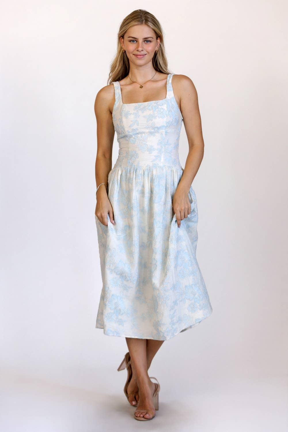 Floral Jacquard Midi Dress