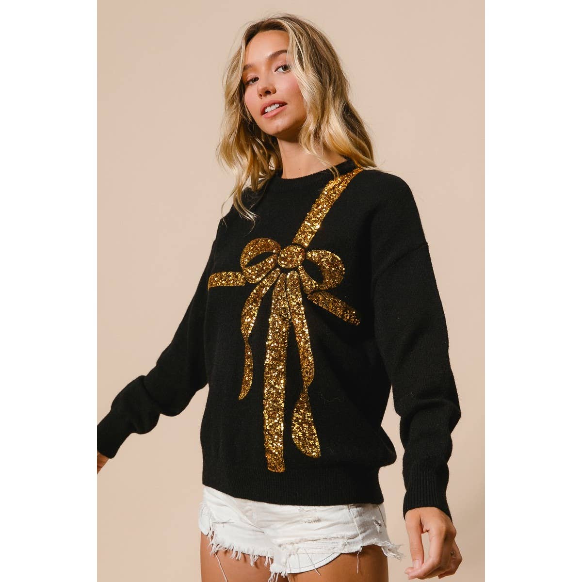 Bow Sequins Sweater