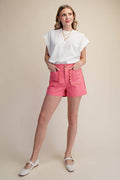 Colette Shorts Scallop Detail Pocket - Blue White, Red, Yellow or Pink