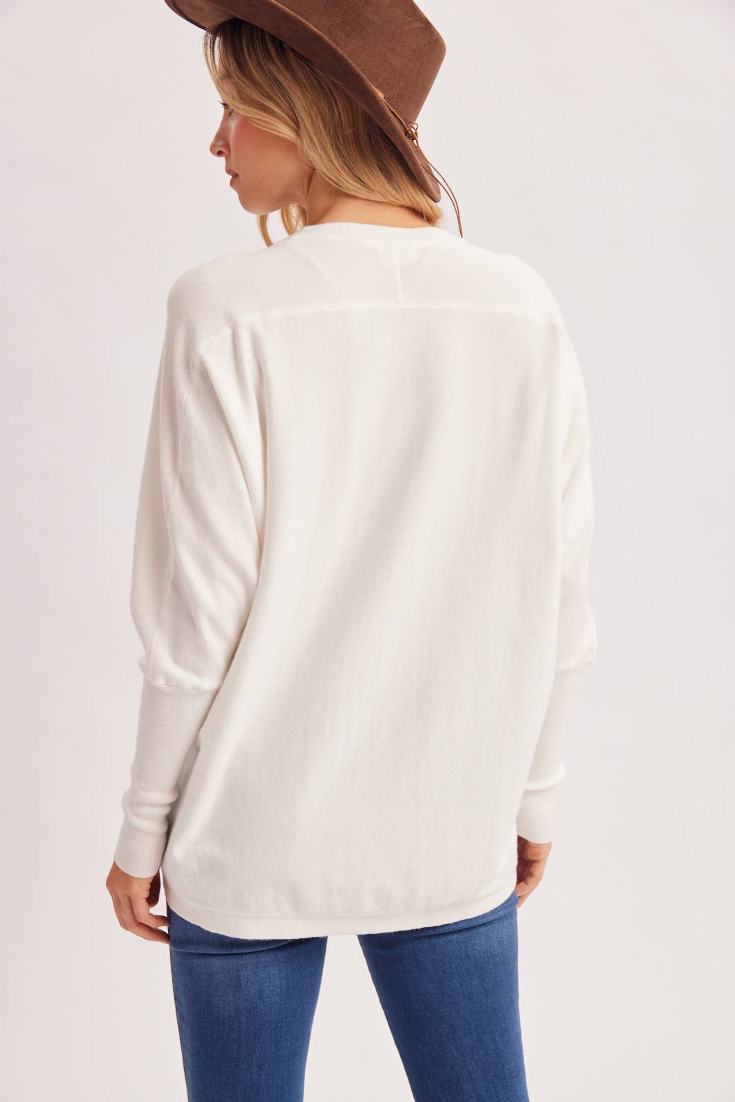 Oversized Boxy Dolman Sleeve Sweater Knit Pullover