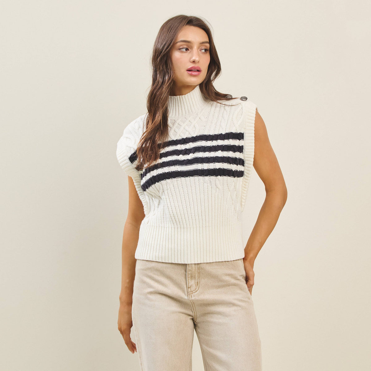 Striped Button Sweater Vest