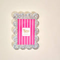 Rectangle Scalloped Acrylic Picture Frame–Silver Glitter