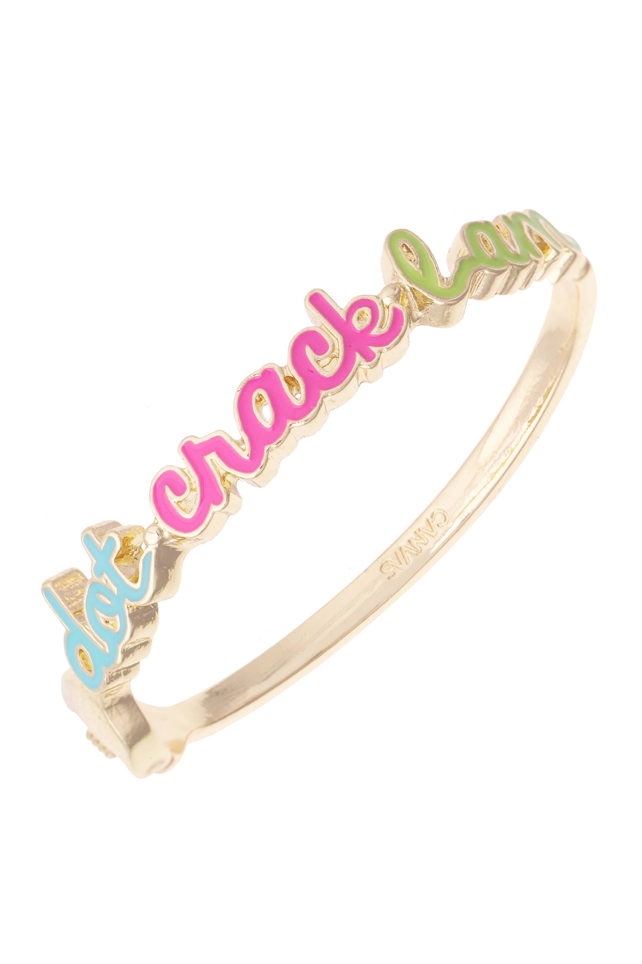 Dot Crack Bam Cursive Enamel Hinge Bangle