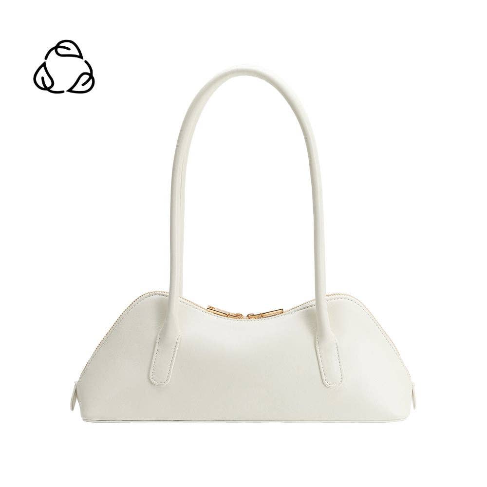 Dakota White Recycled Vegan Leather Shoulder Bag
