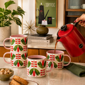 Red Lotus Flower Holiday Stackable Matte Coffee Mug