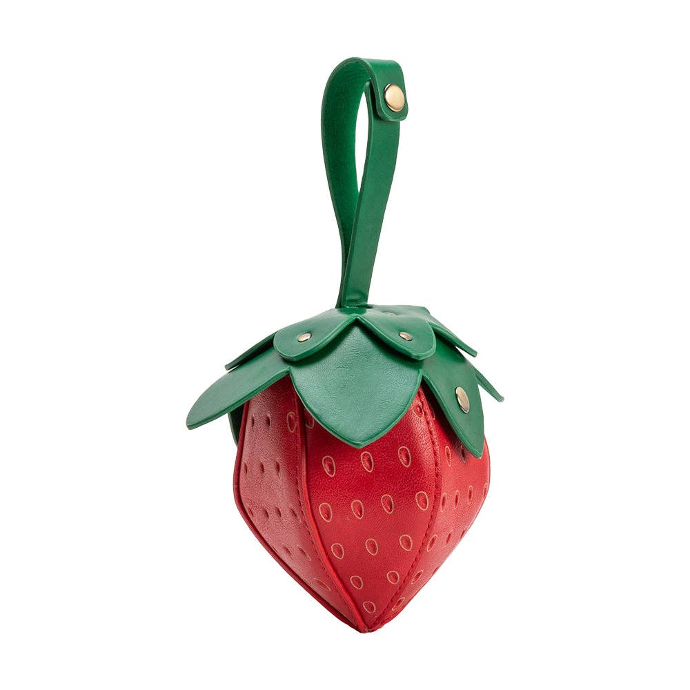 Strawberry Red Small Vegan Leather Wristlet