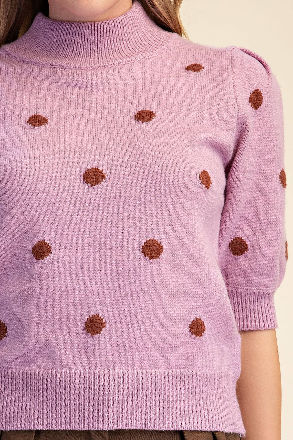 Polka Dot Mock Neck Sweater