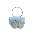 Sierra Blue Satin Bow Top Handle Bag