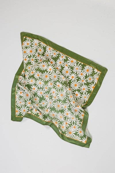 Flower Silky Feel Bandana Scarf - Daisy