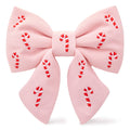 Blush Pink Candy Canes Embroidered Lady Dog Bow by The Foggy Dog