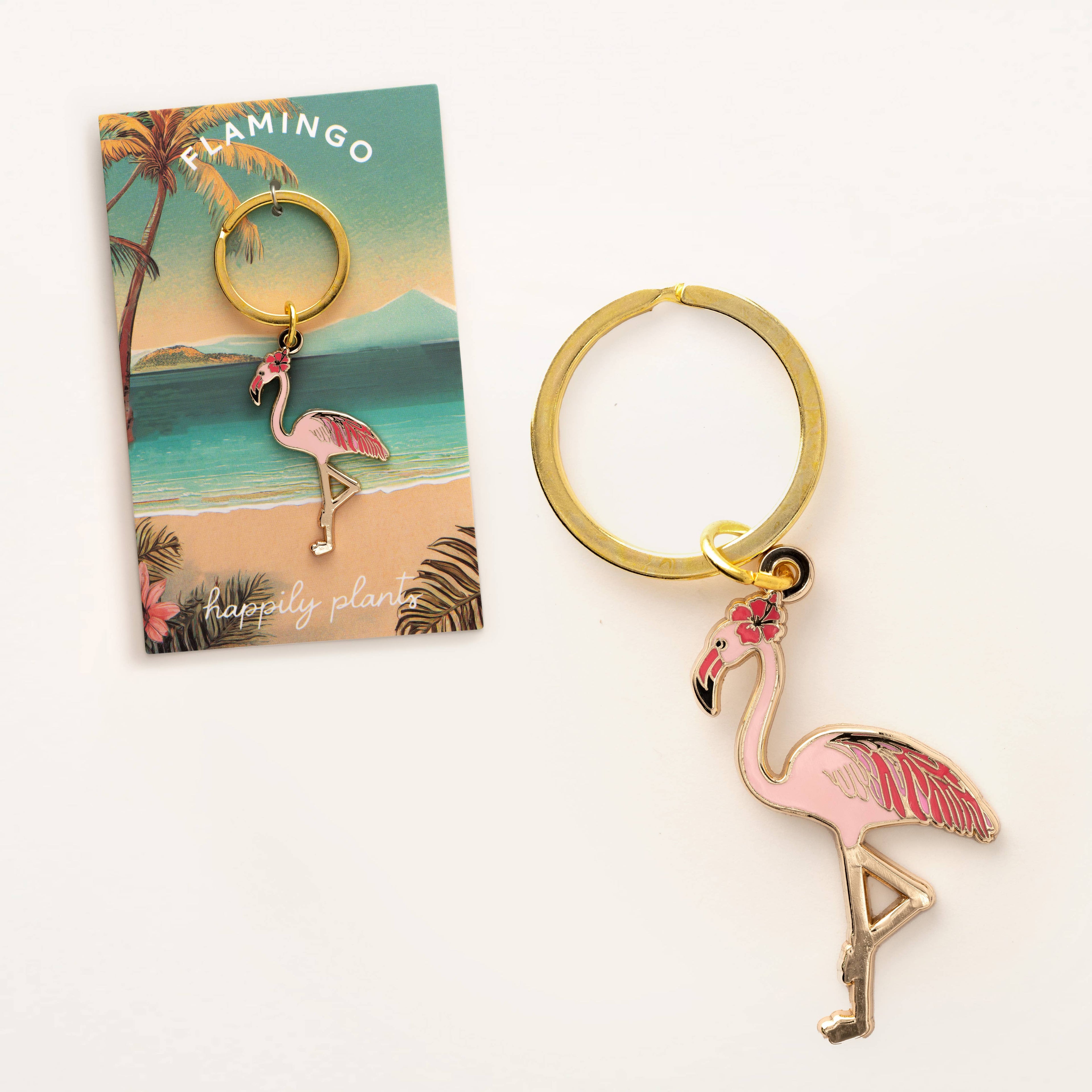 Pink Flamingo Keychain charm, Coastal & Beach Gifts