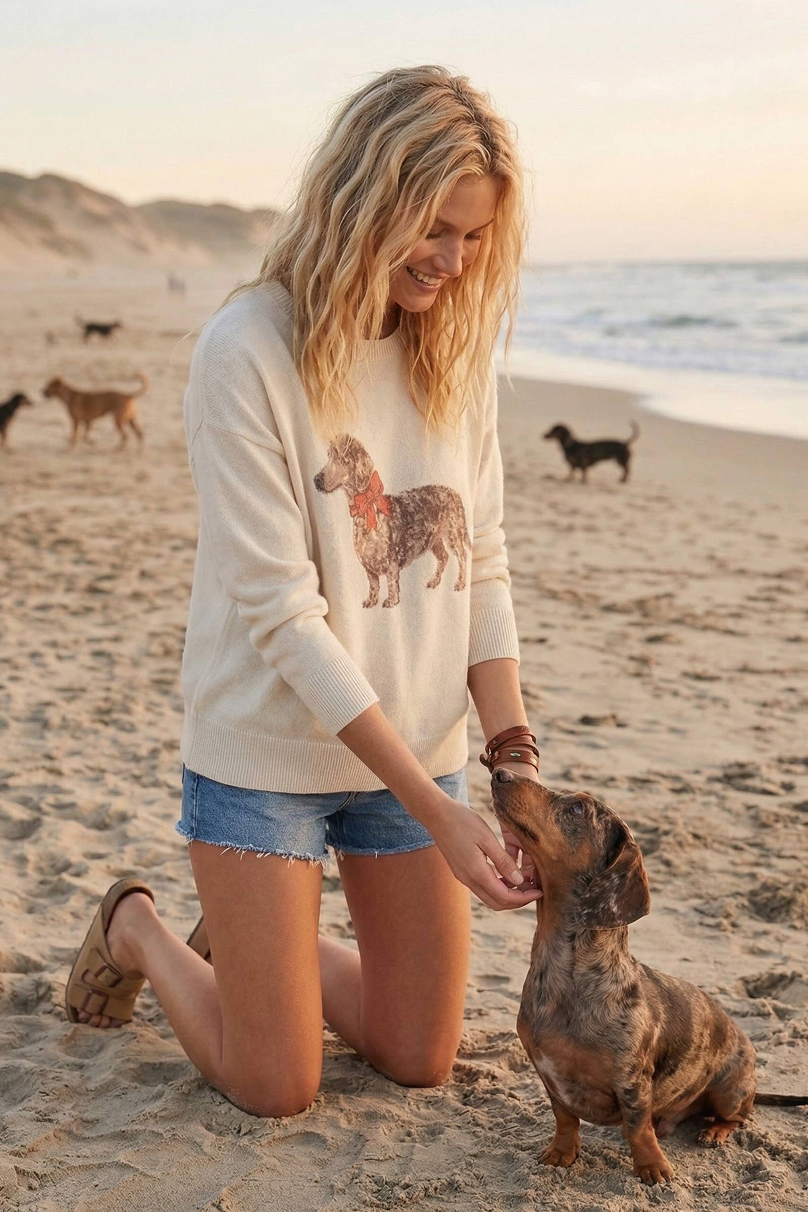 Lightweight Dog Graphic Knit Sweater