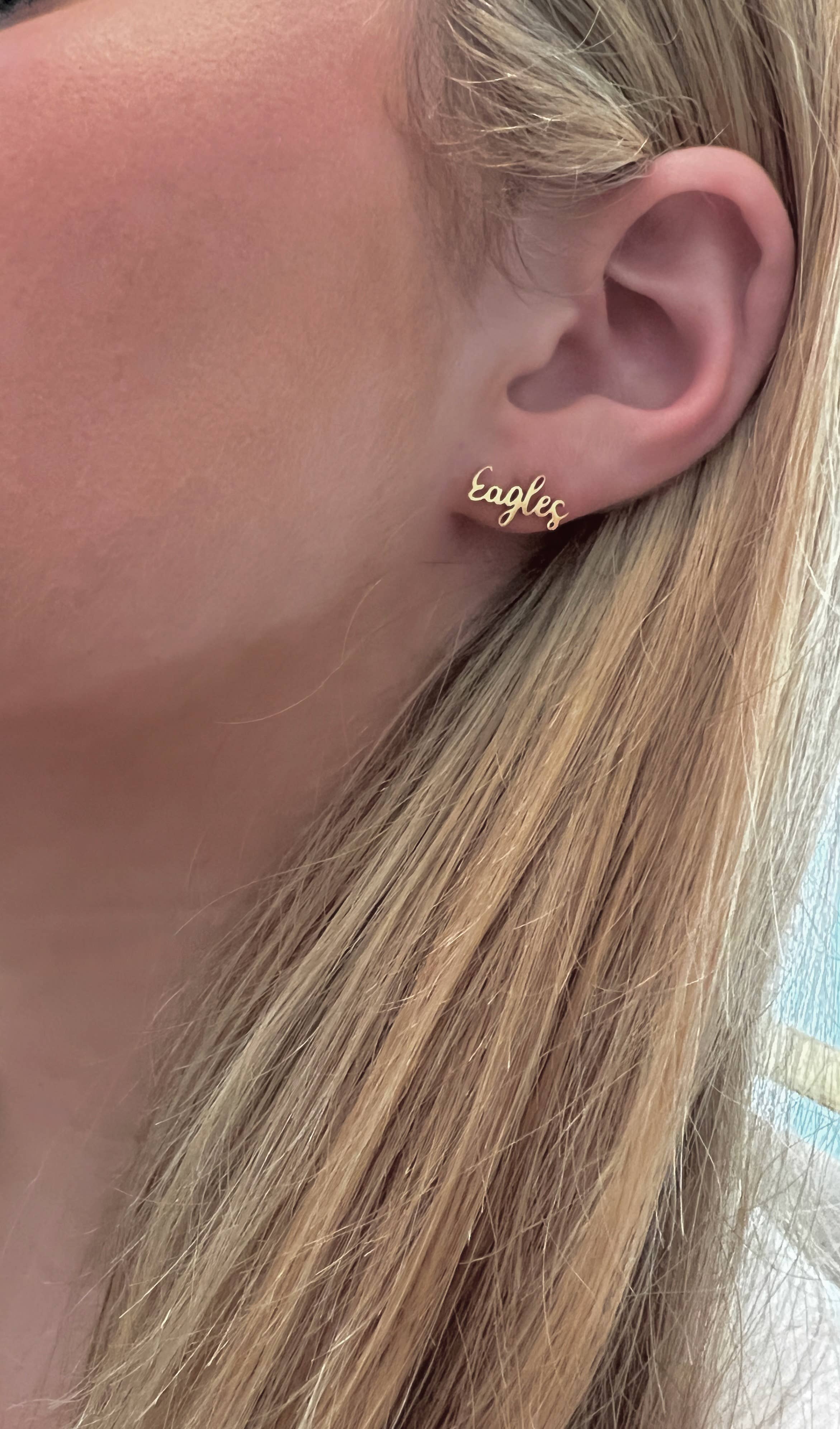Eagles Fans Gold Stud Earrings   